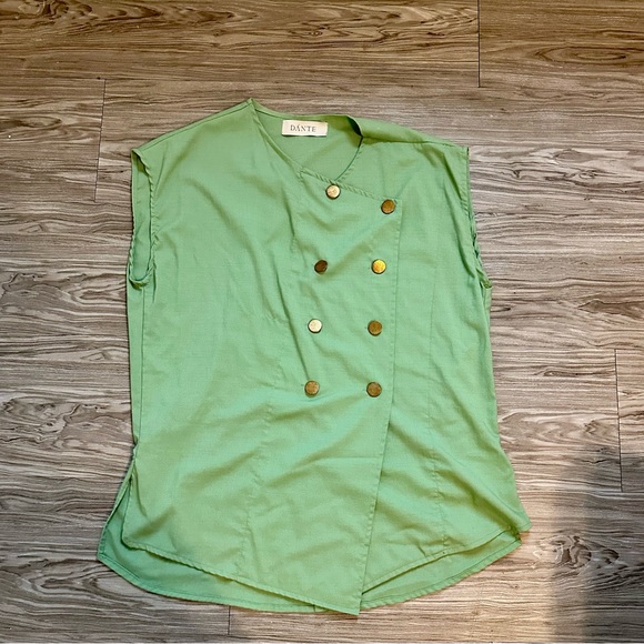 Double breasted casual green vest - Picture 3 of 4